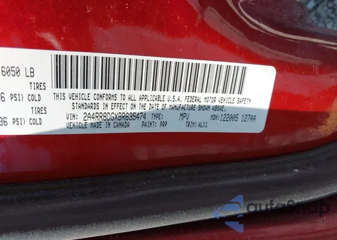 2011 Chrysler Town & Country Touring-L z USA, uszkodzony, nr VIN 2A4RR8DGXBR635474